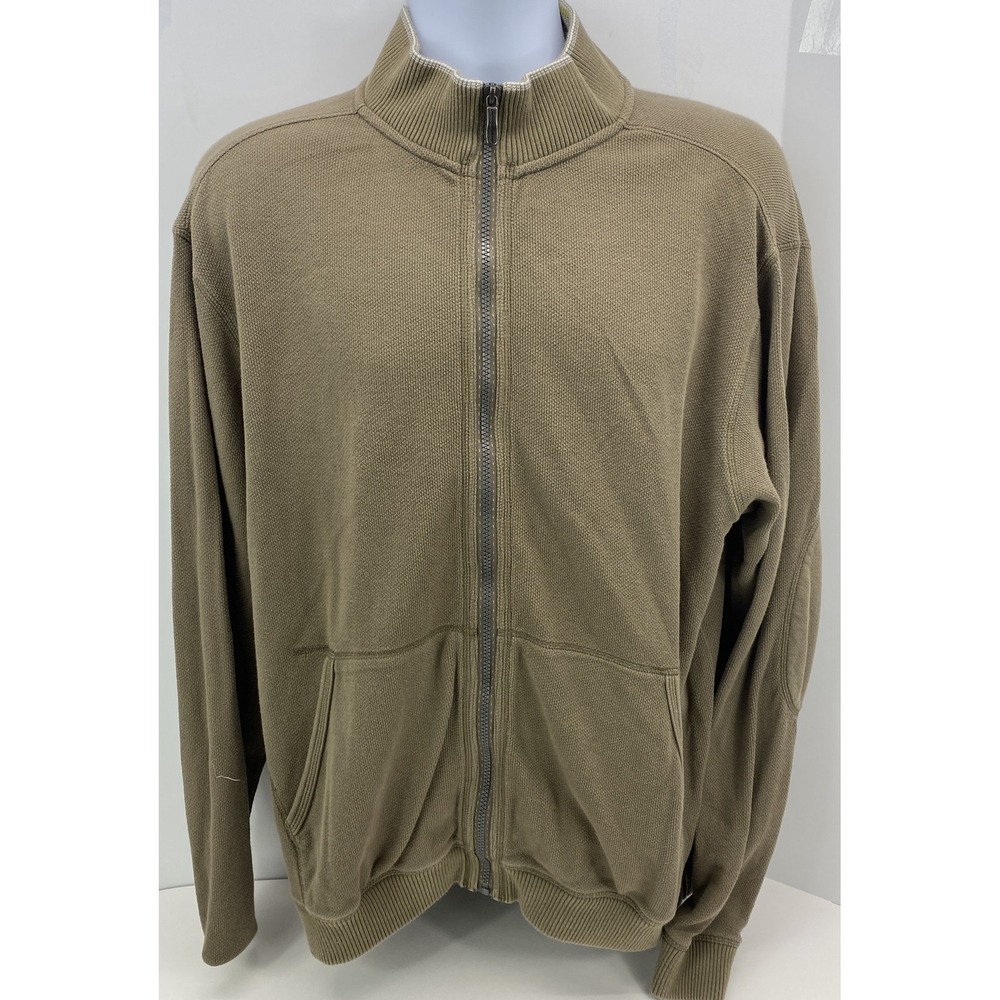 Tommy Bahama Mens Size‎ L Full Zip Sweater Beige Long Sleeve Jacket Cotton